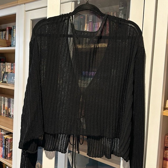 Sheer Cider Black Tie Front Cardigan - Picture 5 of 5